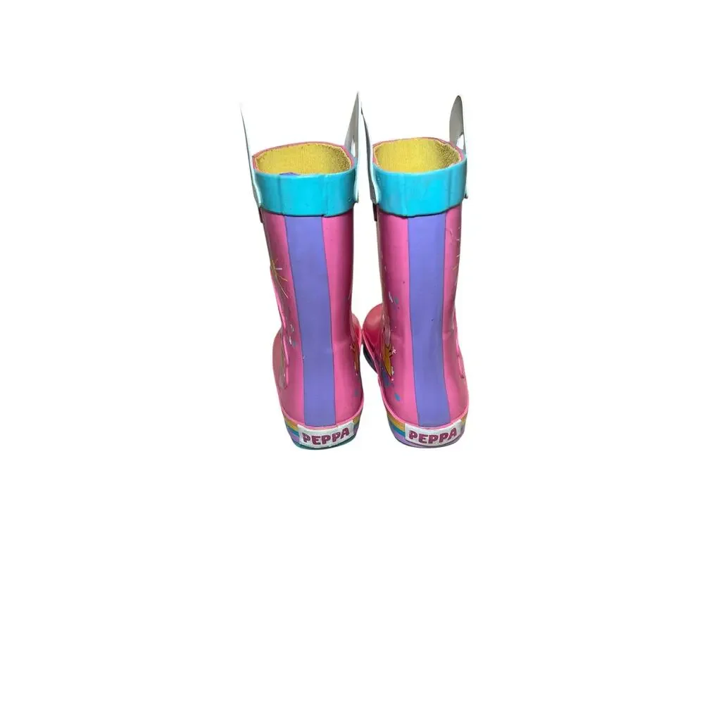 Wonder Nation Girl’s 11/12 Pink Peppa Pig 3-D Waterproof Skid-Free Rain Boots
